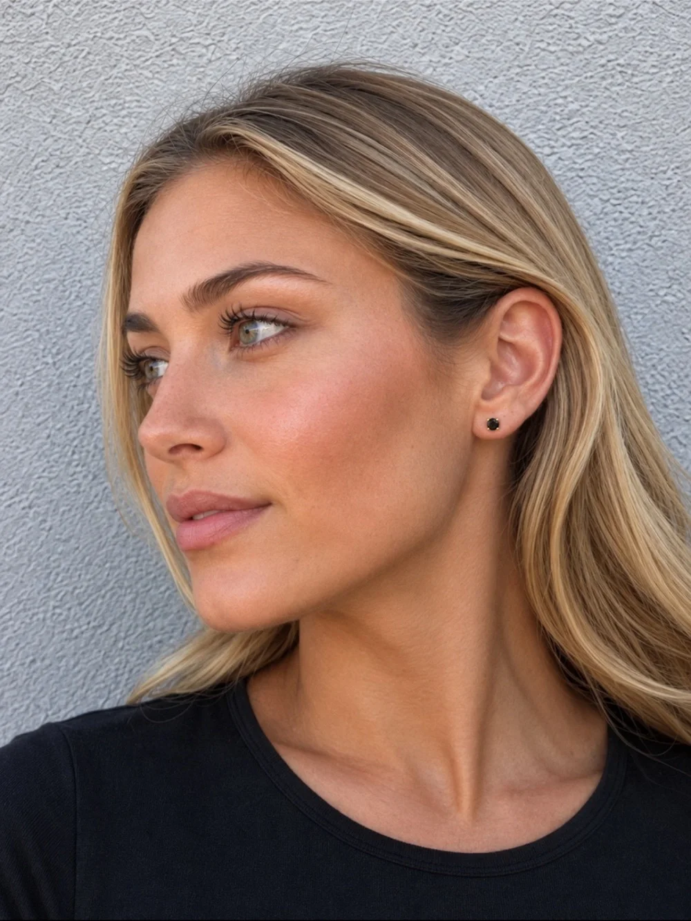 14K Gold Black Moissanite Stud Earrings Plated 925 Silver VVS1 Unisex 0.3CT LUX
